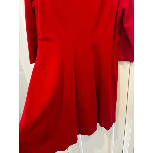 IMNYC Isaac Mizrahi Red 3/4 Sleeve Boat Neck A Line‎ Dress Women's Size XL - Picture 10 of 13